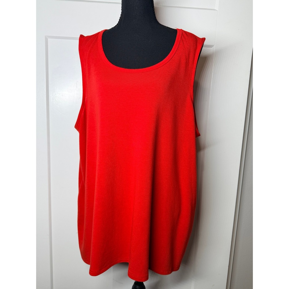 Cupio Tank Top Womens 3X Red Good High Low Pleated Back Sleeveless CM43563W